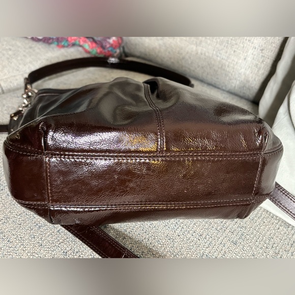 Coach Ashley Chocolate Brown Patent Leather Crossbody-Silver Hardware - Picture 3 of 16